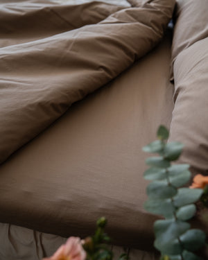 Fitted sheet | Dark beige 