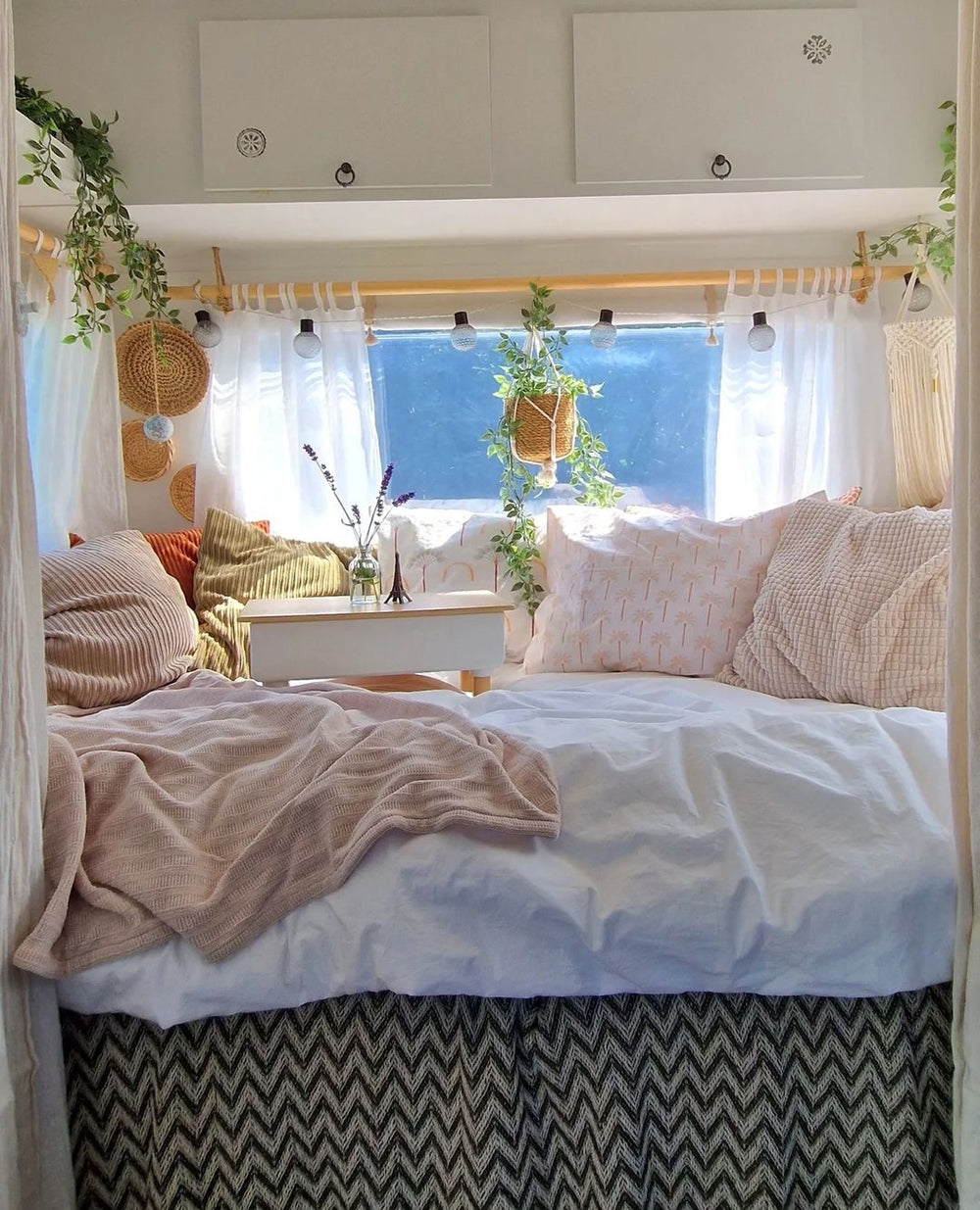 Caravan lifestyle inspiration featuring Folkness bedding and Scandinavian interiors