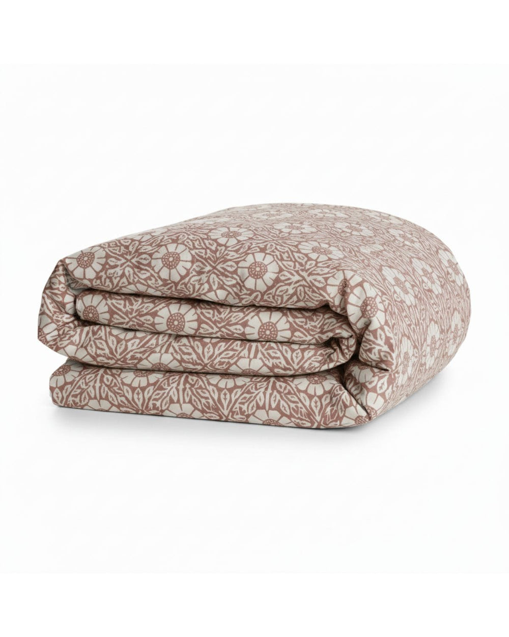 Folkness organic cotton duvet with integrated cover in Nyponros red collaboration with Boråstapeter